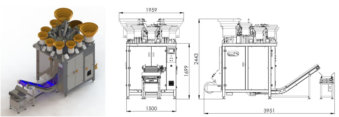 Contadora e empacotadora sem mezanino lateral