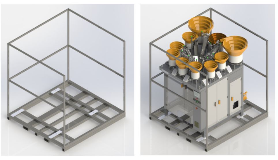 Contadora e empacotadora sem mezanino lateral embalada