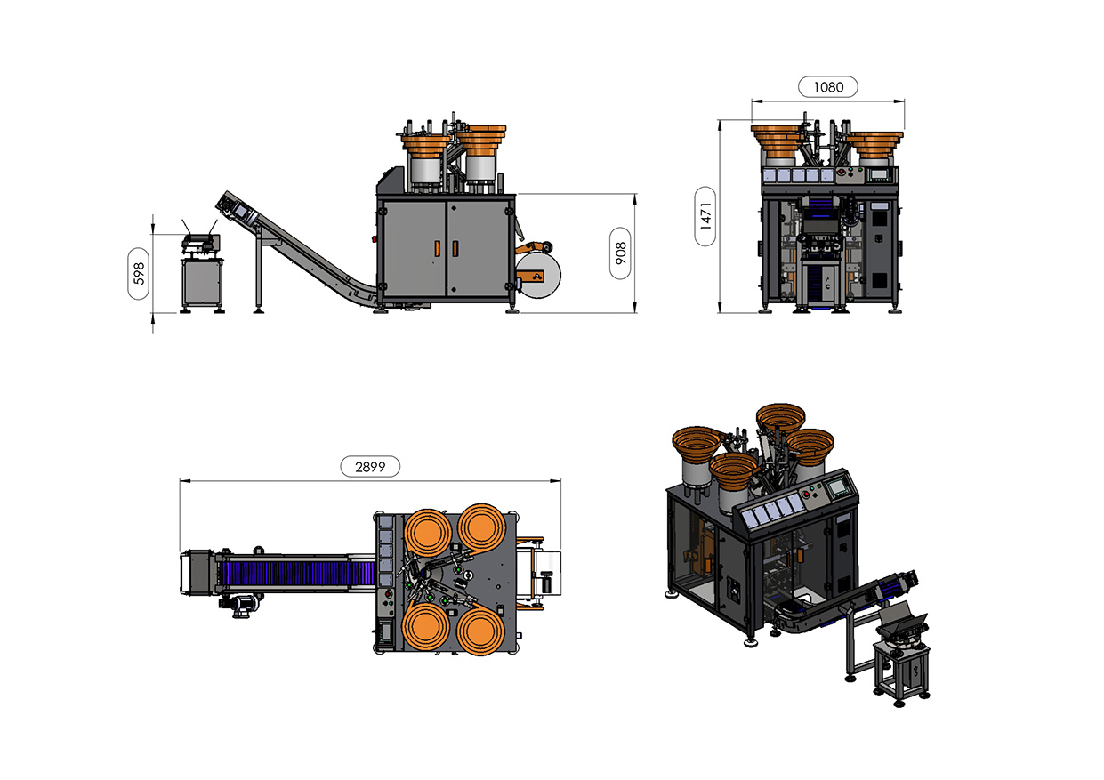 Dimensões da embaladora e empacotador CE-01 mini