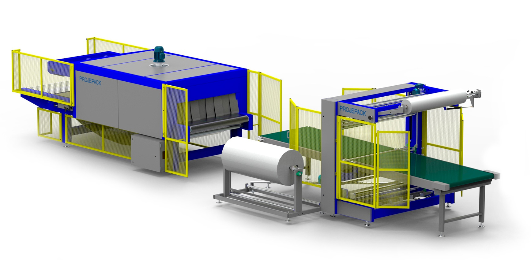 Máquina para embalagem Stretch automática com mezanino