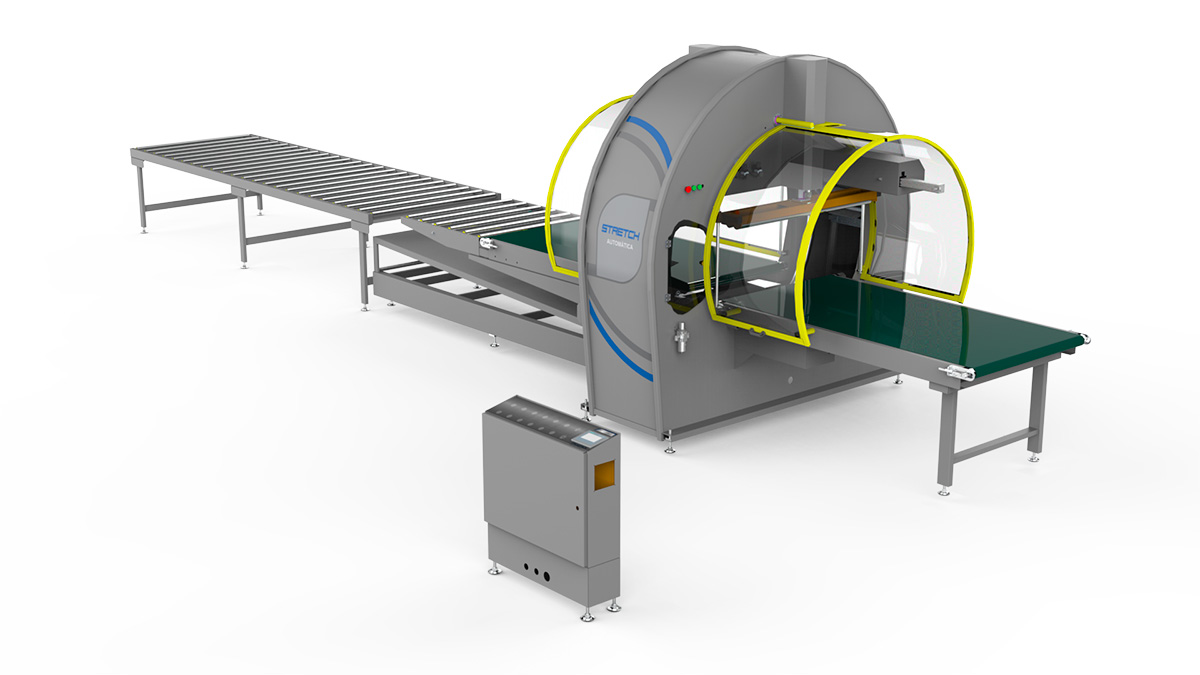 Máquina para embalagem Stretch automática com mezanino